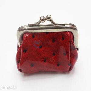 Red Color Cute Dots Pattern Hasp Coin Purse Small PU Leather Wallet