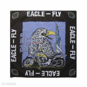 Cheap Fancy Cotton Handkerchief with Eagle Fly Motor Design and Black Borderline