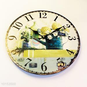 Literary Style Living Room Decor Watch Wall Cute Pattern Wall Clock