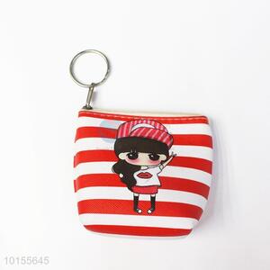 Wholesale cheap red&white cute girl coin purse