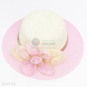 Wide brim flower sun hat/paper straw hat/beach hat