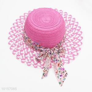 Wholesale pink bowknot paper straw hat