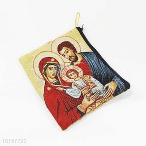 14*18cm Factory Wholesale Religious Themes Grosgrain Coin Purse with Zipper