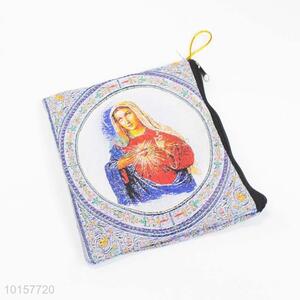 14*18cm Promotional Wholesale Religious Themes Grosgrain Coin Purse with Zipper