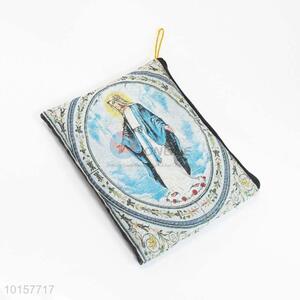 14*18cm Factory High Quality Religious Themes Grosgrain Coin Purse with Zipper