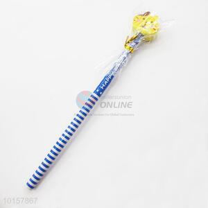 Student School Office Blue Stripe Pattern Pencil with Cartoon Cat Shaped Eraser