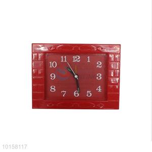 Cheap Fashion Red Rectangle Plastic Clock For Wholesale