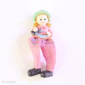 Fashionable Resin Girl Doll/Resin Crafts with Scissors for Home Decoration