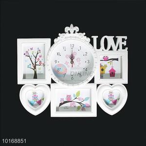 Best Selling Plastic Combined Photo Frame with Clock Wedding Gift