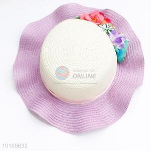 Flower decoration kids staw hat/summer hat