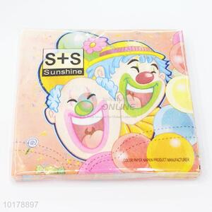 Funny clown printed wood pulp paper napkin