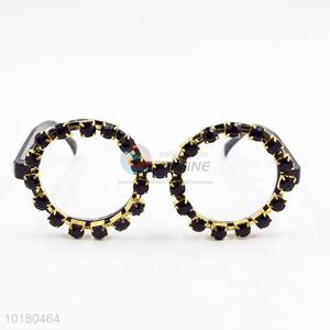 Cute black diamante round frame eye glasses