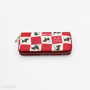 Adorable Happy Cat Pattern Purse&Wallet for Ladies