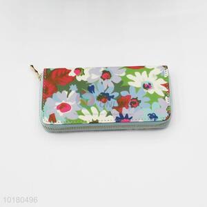 New Design Flower Printed Pu Purse&Wallet for Ladies