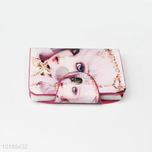 Wholesale Nice Girl Printed PU Card Bag with Buckle