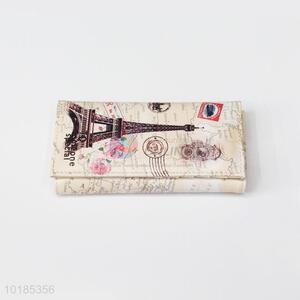 Hot Sale Tower Printed PU Purse/Wallet for Girls