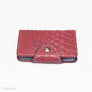 Decorative Red PU Card Bag with Buckle