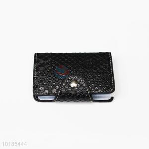 Simple Black PU Card Bag with Buckle