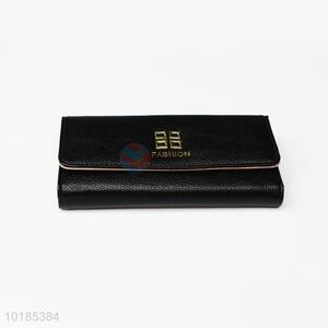 Custom High Quality Black Rectangular PU Purse/Wallet for Ladies