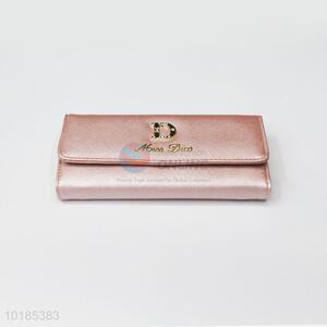 Promotional Wholesale Pink Rectangular PU Purse/Wallet for Ladies