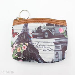 Black Eiffel Tower Printed Women Coin Purses/Cheap Mini Coin Bags