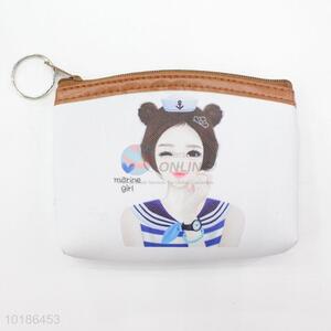 Portable White Cute marine Girl Wallet Coin Case Bag PVC Purse