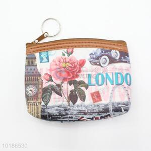 Women's Flowers Printed Coin Purse Small Change Purse PVC with Lining Coin Bag