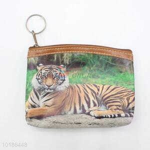 Tiger Pattern Zipper Coin Purse Lady PVC Wallet Clutch Bag