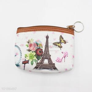 Simple Style Eiffel Tower Pattern PVC with Lining Women Coin Bag