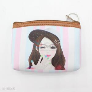 Purple Sweet Girl Printed Women Coin Purses/Cheap PVC Mini Coin Bags