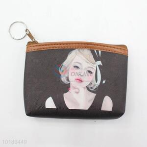 Black Fashion Girl Printed Women Coin Purses/Cheap Mini PVC Coin Bags