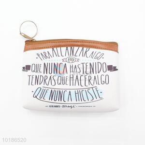 White Letters Printed Women's Coin Purse Small Change Purse PVC with Lining Coin Bag