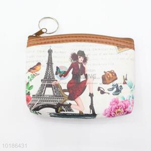 Fashion Eiffel Tower Printed PVC Coin Purses/Cheap Mini Coin Bags