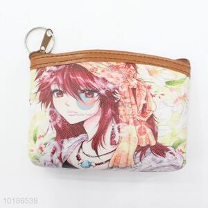 Cartoon Girls Printed Coin Purse Wallet PVC with Lining Pouch Money Bag