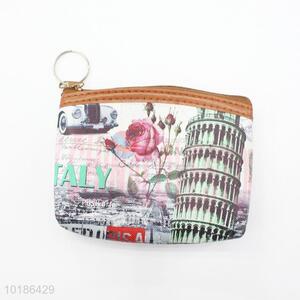 New Fashion Leaning Tower of Pisa Printed PVC Coin Purses/Cheap Mini Coin Bags