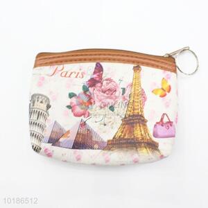 Stylish Eiffel Tower printed PVC with Lining coin purse coin bag