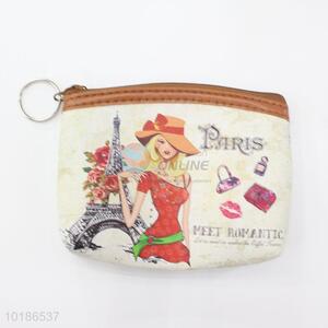 Fashionable Girl Pattern Cute Portable PVC with Lining Wallet Coin Case Bag