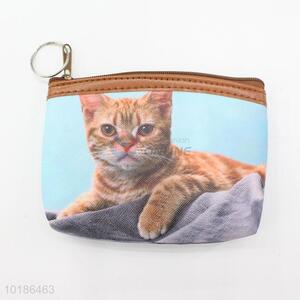 Portable Cat Printed Coin Purse Wallet Pouch Money Bag