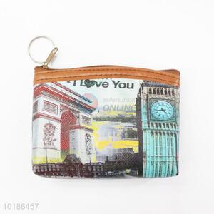 Famous Building Printed Coin Purse Wallet PVC Pouch Money Bag