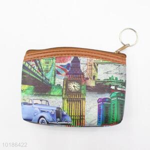 Women Short Wallets Famous Building Pattern PVC Small Wallet Roomy Purse