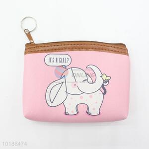 Top Quality Pink Elephant Printed Coin Purse Wallet Pouch Money Bag