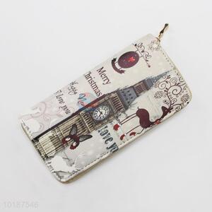 Clock Tower Pattern Women Zipper Long Wallet Festival Gift