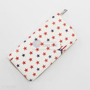 High Quality Fashion Star Pattern White Long Wallet