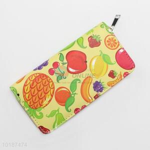 Classical Design Lovely Fruit Pattern Women Leather Zipper Wallet