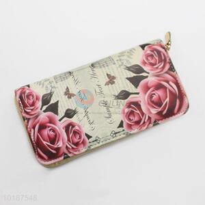 Fashion Flower Printed Leather Wallet Girl Gift