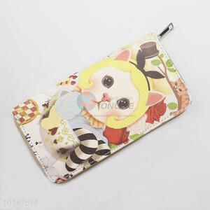 Fancy Gift Cat Printed Women Purse Leather Wallet