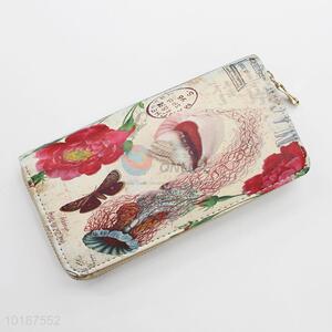 Wholesale Vintage Flower Women Zipper Long Wallet