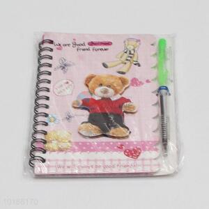 Cheap Lovely Bear Pattern Spiral Notebook with Pen