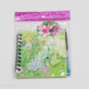 Butterfly Pattern Squre Spiral Notebook with Pen