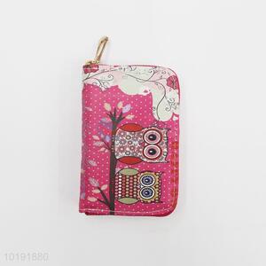 Owl printing pvc zipper wallet for woman